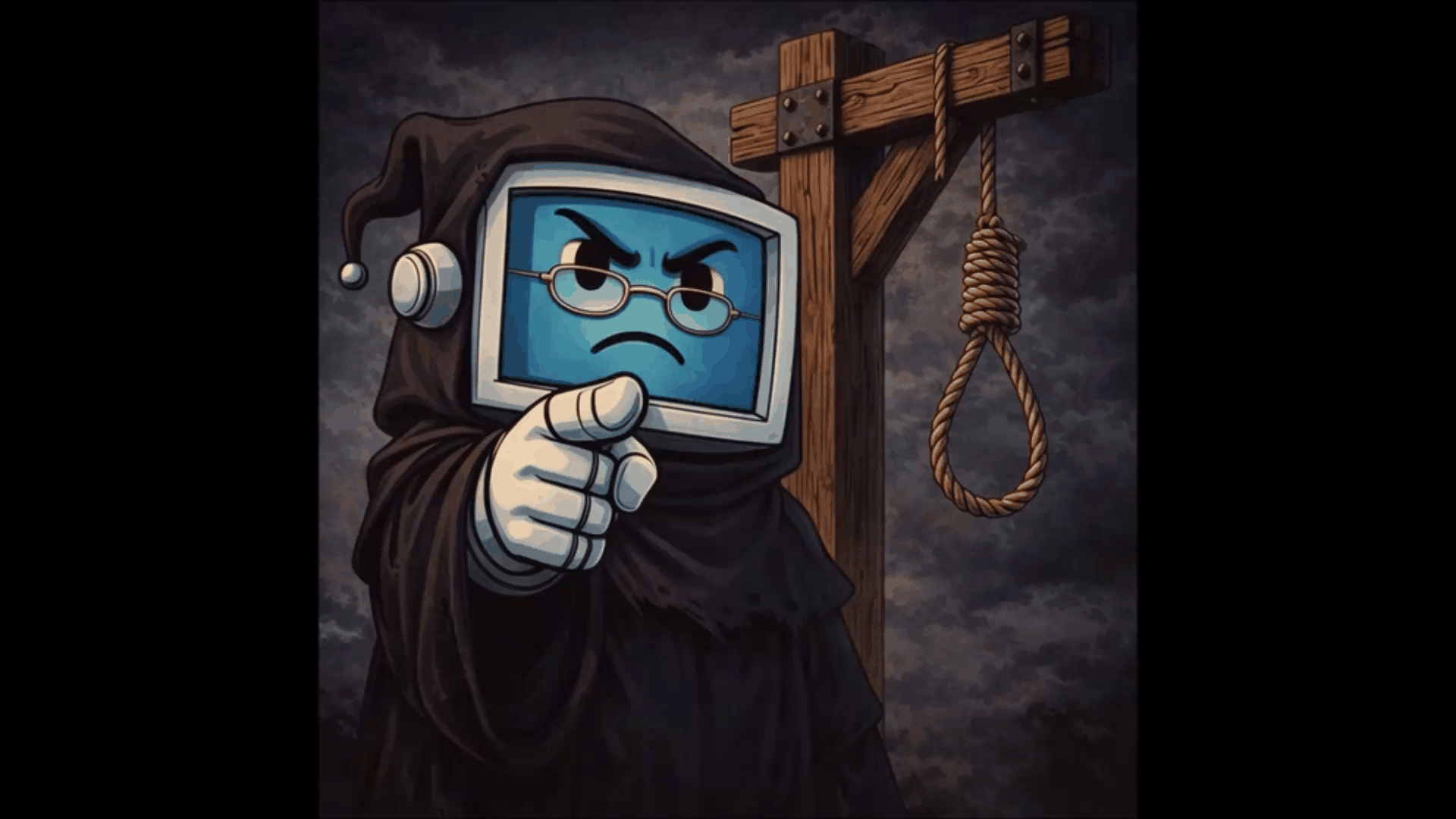 Curator Bot executioner holding hangman noose