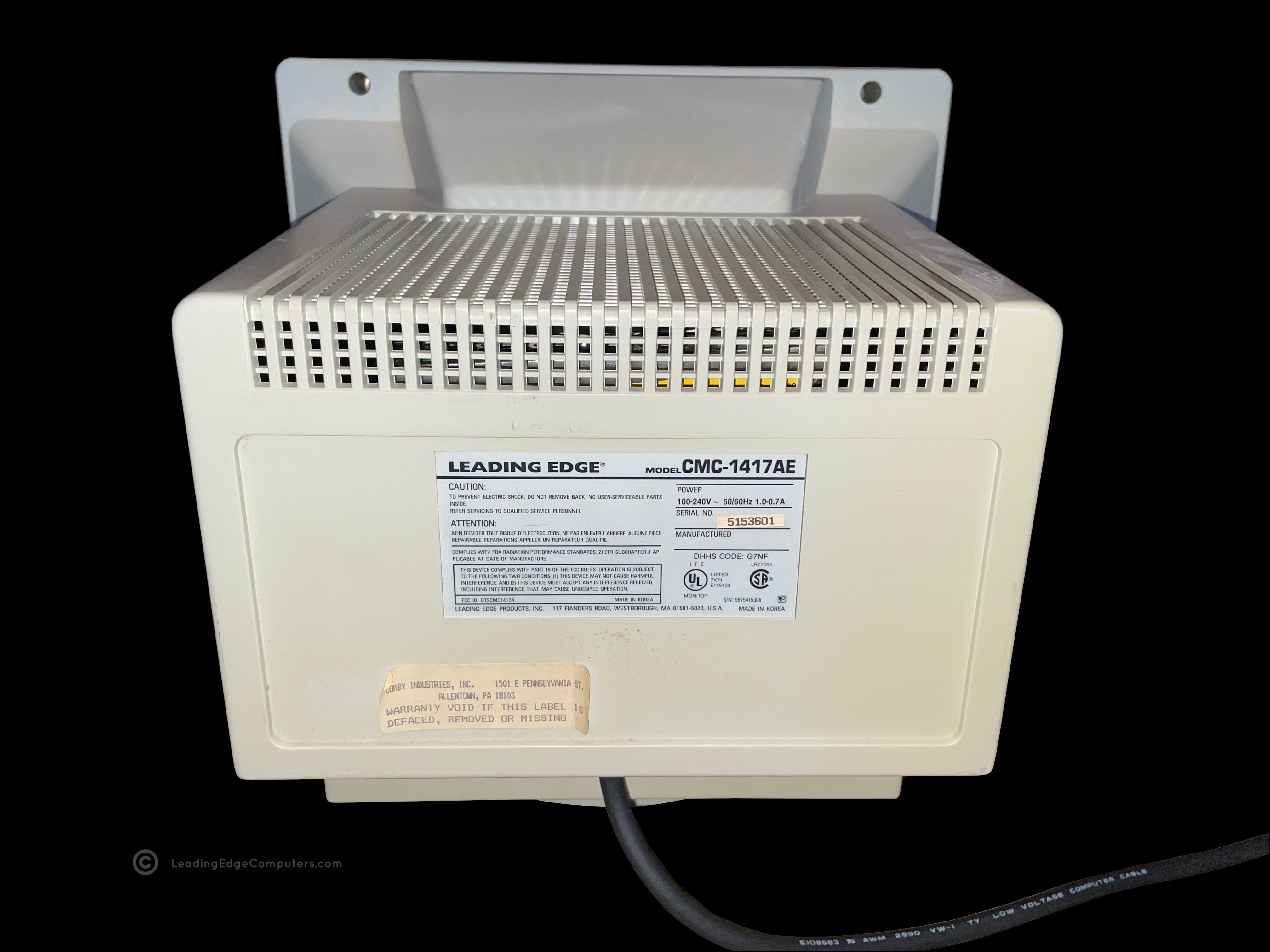 rear view of cmc 1417ae with manufacturer label