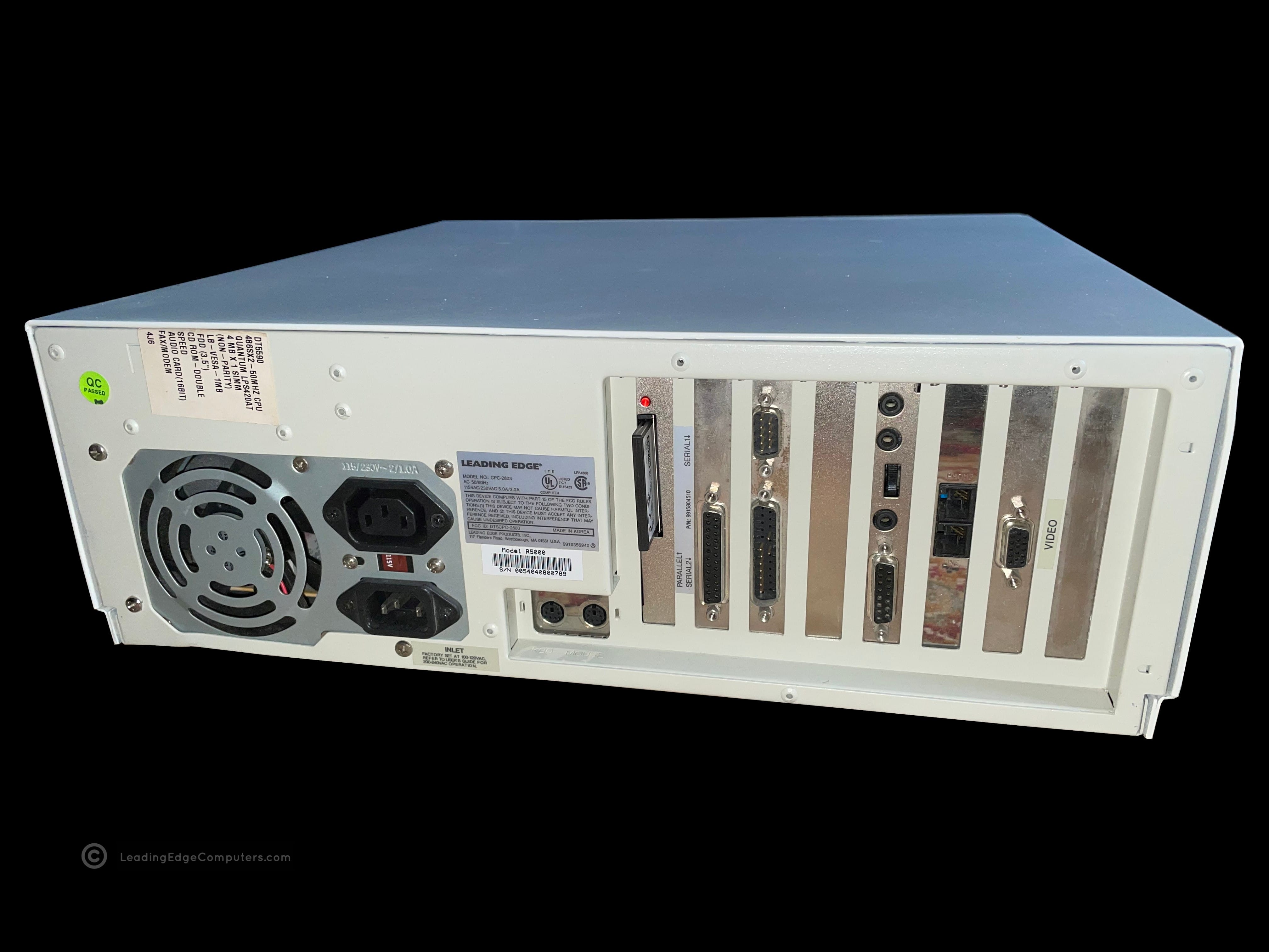 A photo of the rear of a Fortiva 5000 CPC 2800 computer showing the exhaust fan and expansion card interface