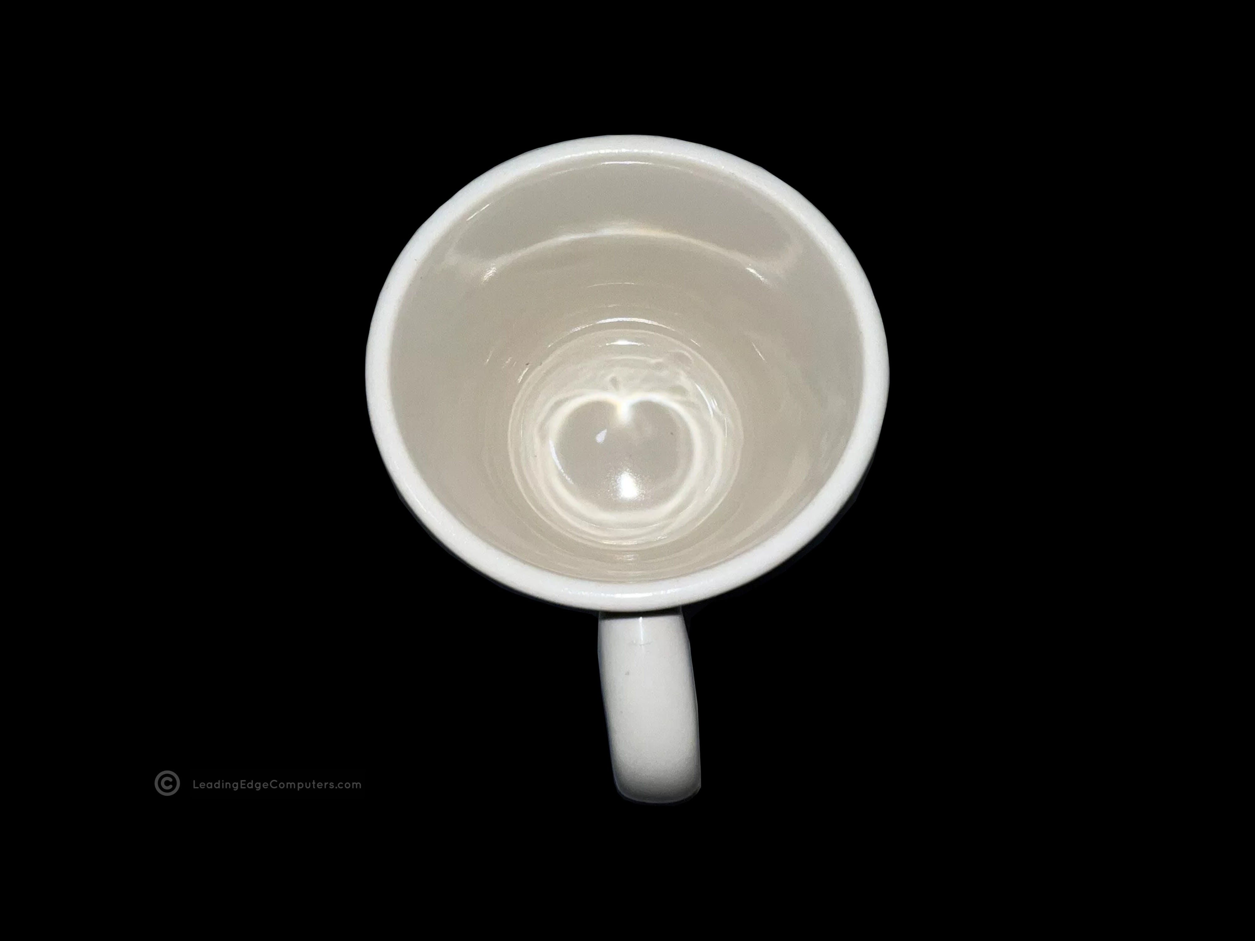 top down showing inside bottom of mug