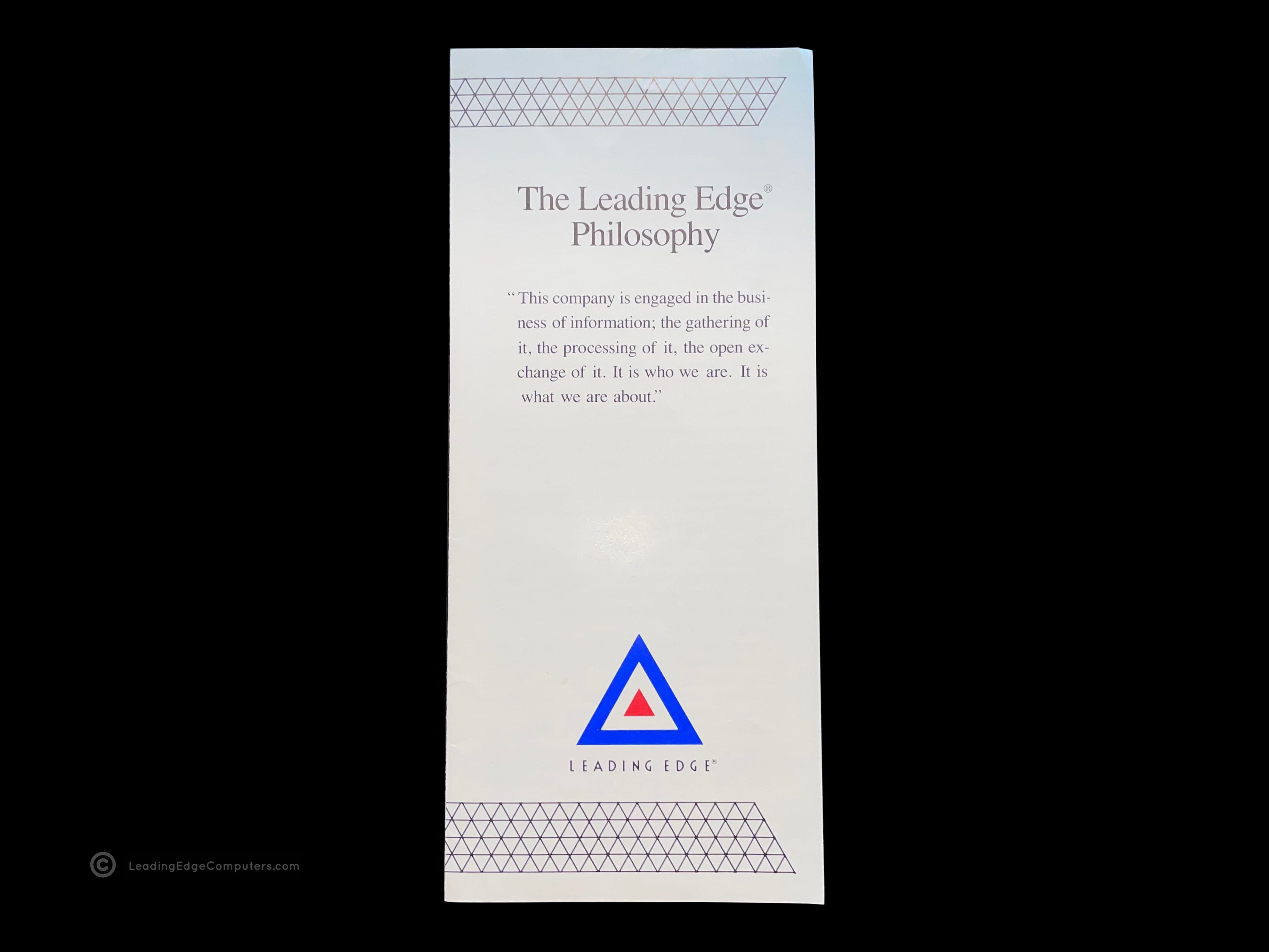 Leading Edge Philosophy brochure in its folded up state