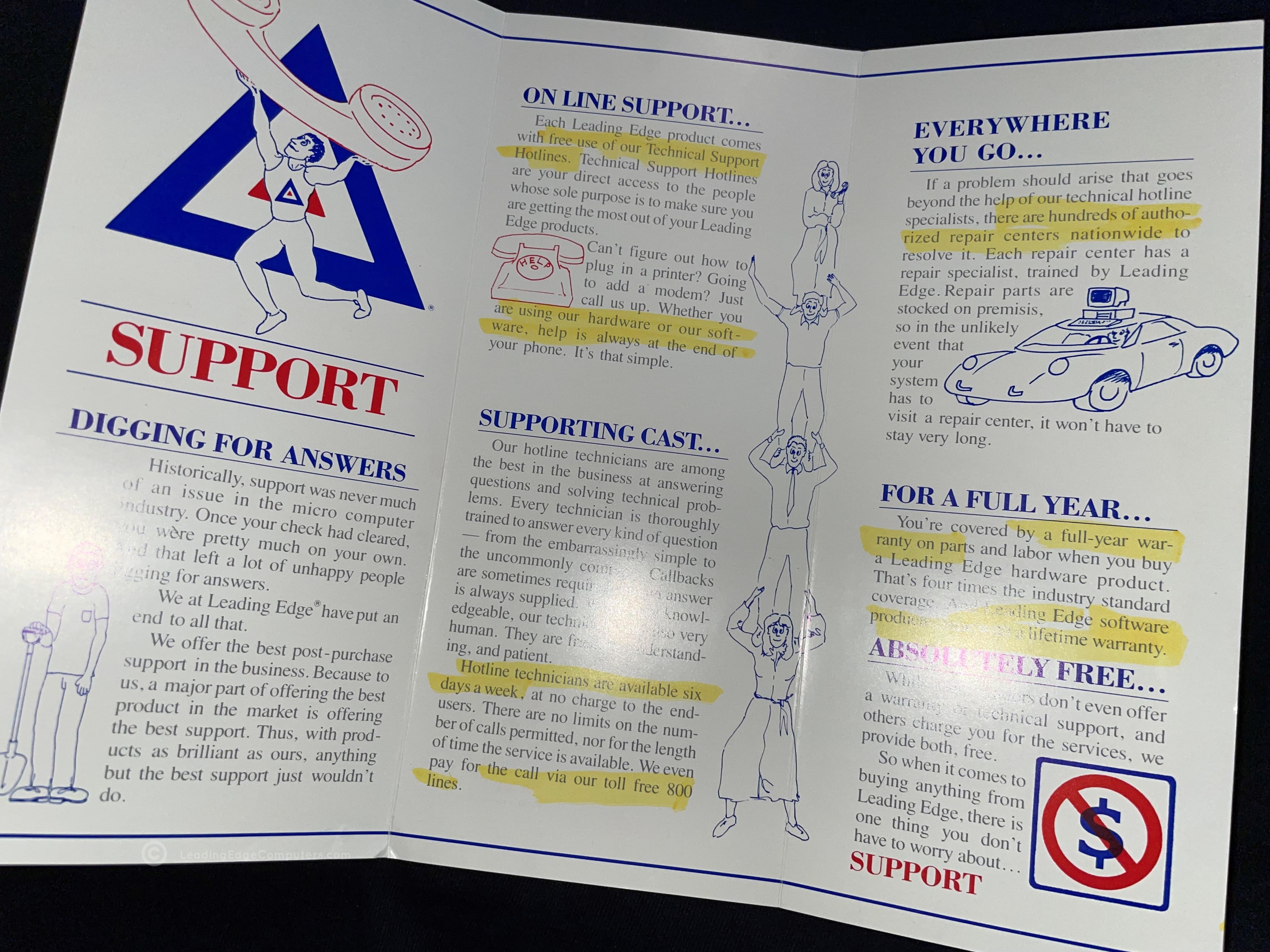 unfolded interior view of the leading edge support brochure