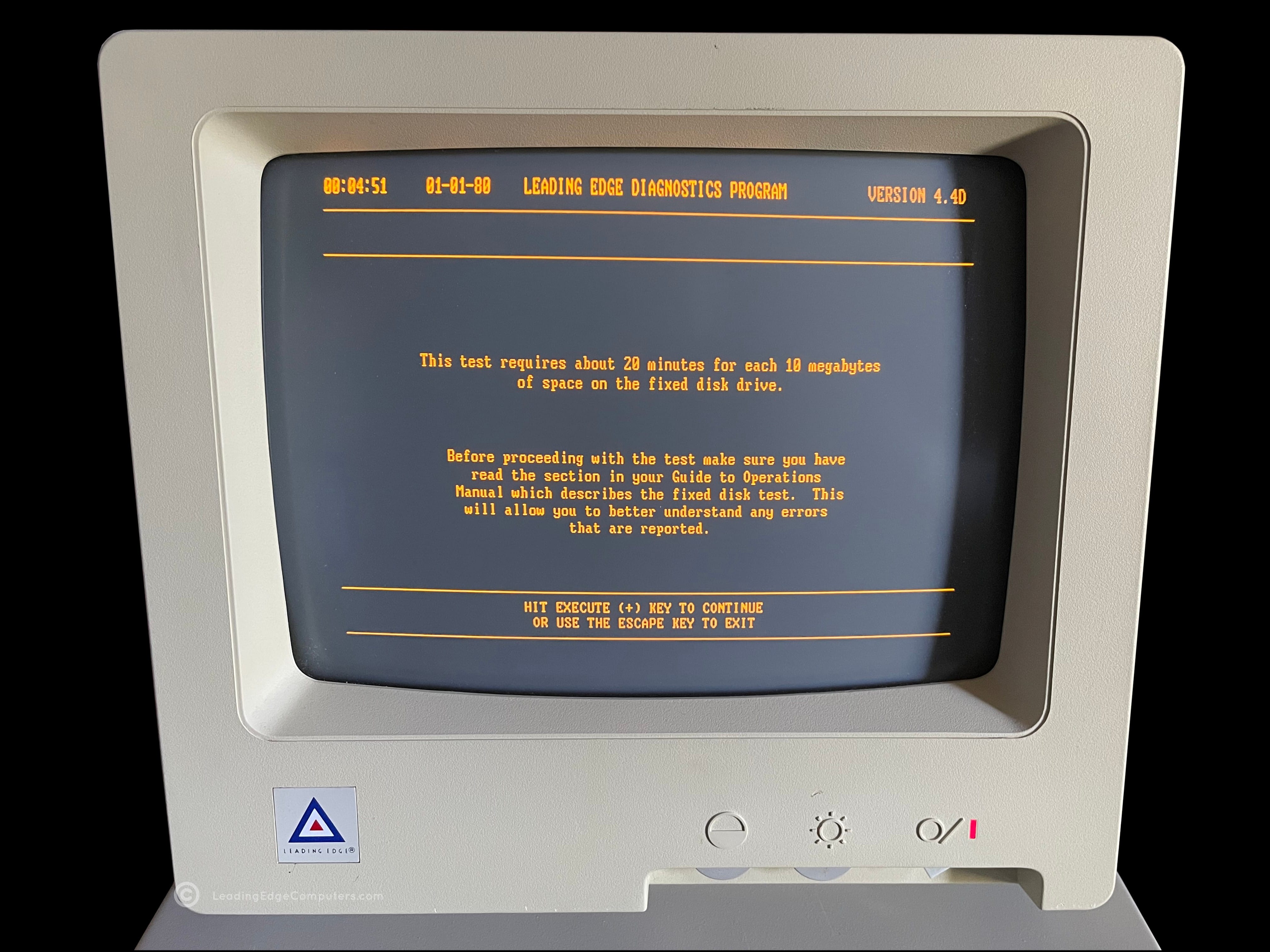 LEPC Model D Diagnostics fixed disk test
