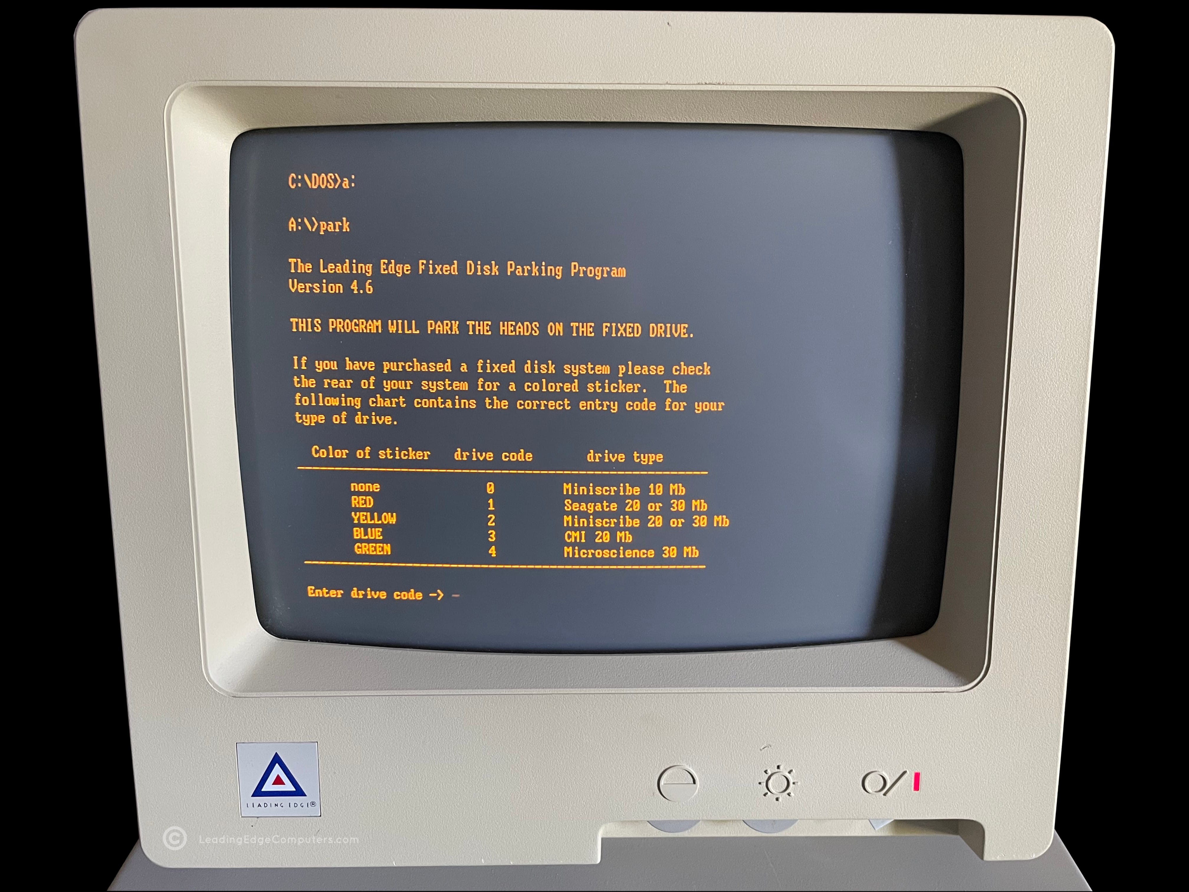 LEPC Model D Diagnostics fixed disk parking program