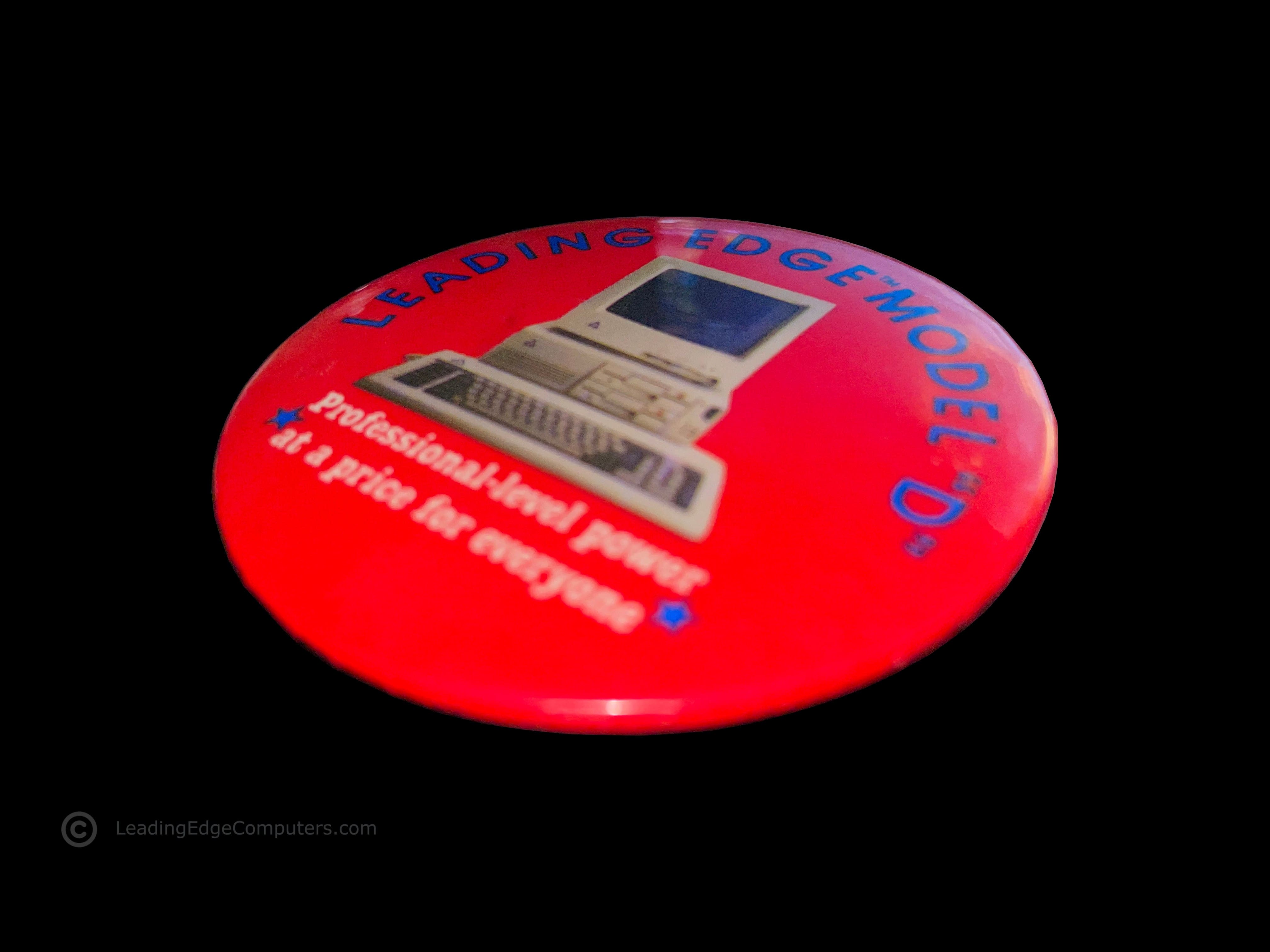 ultra close of the model d promotional button