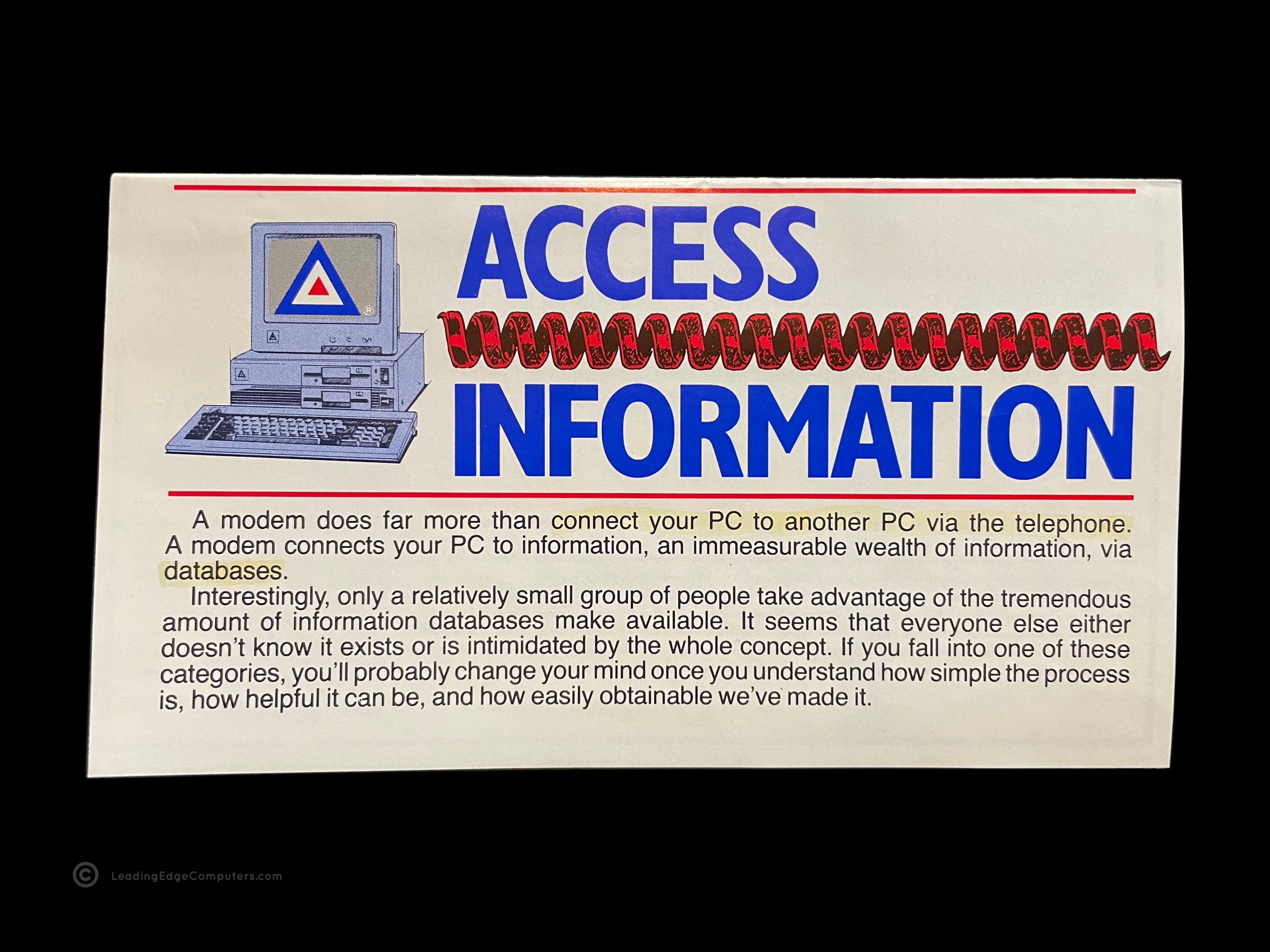 front side view of the folded up model l series modem brochure
