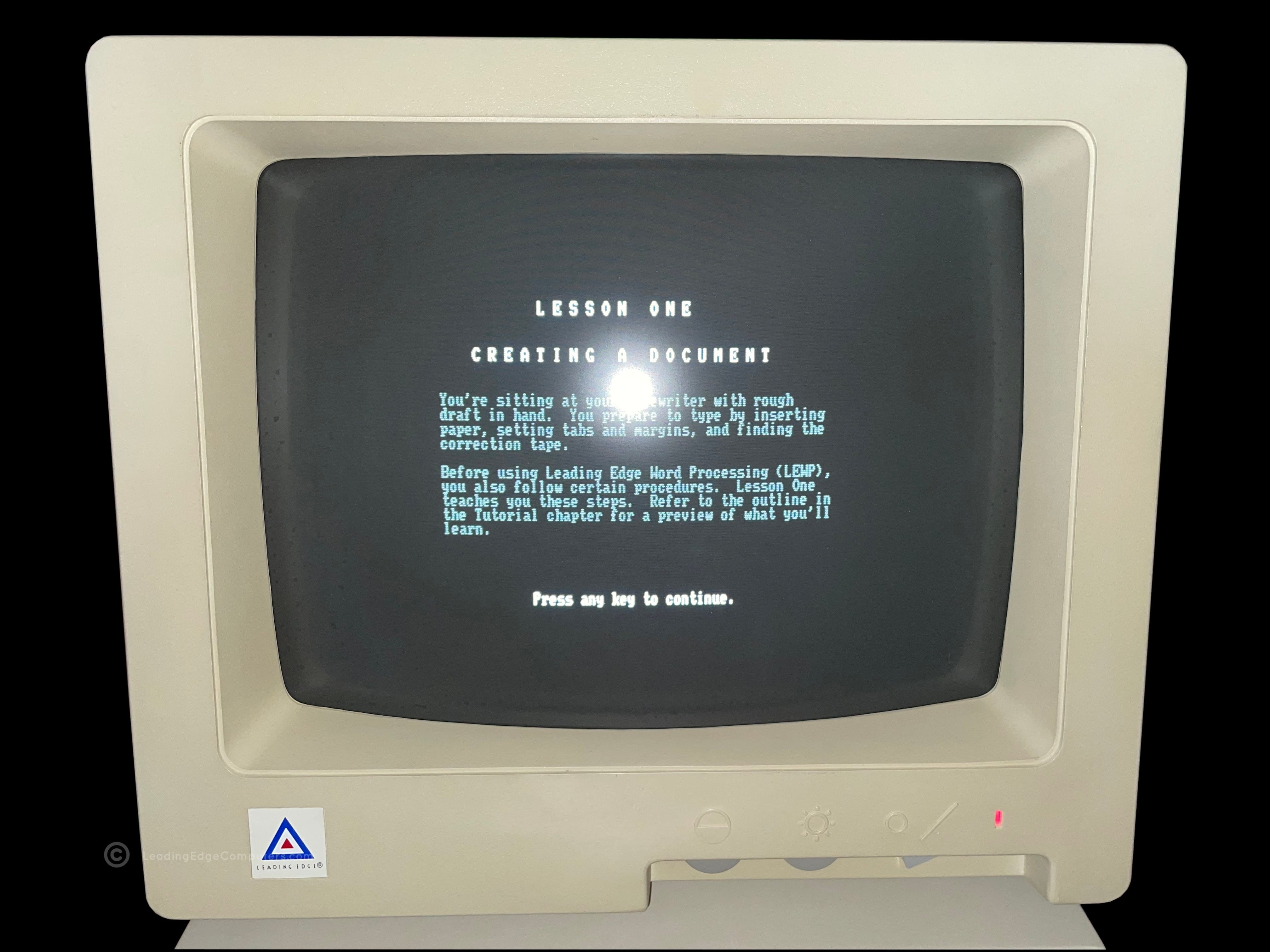 word processing start of tutorial lesson 1